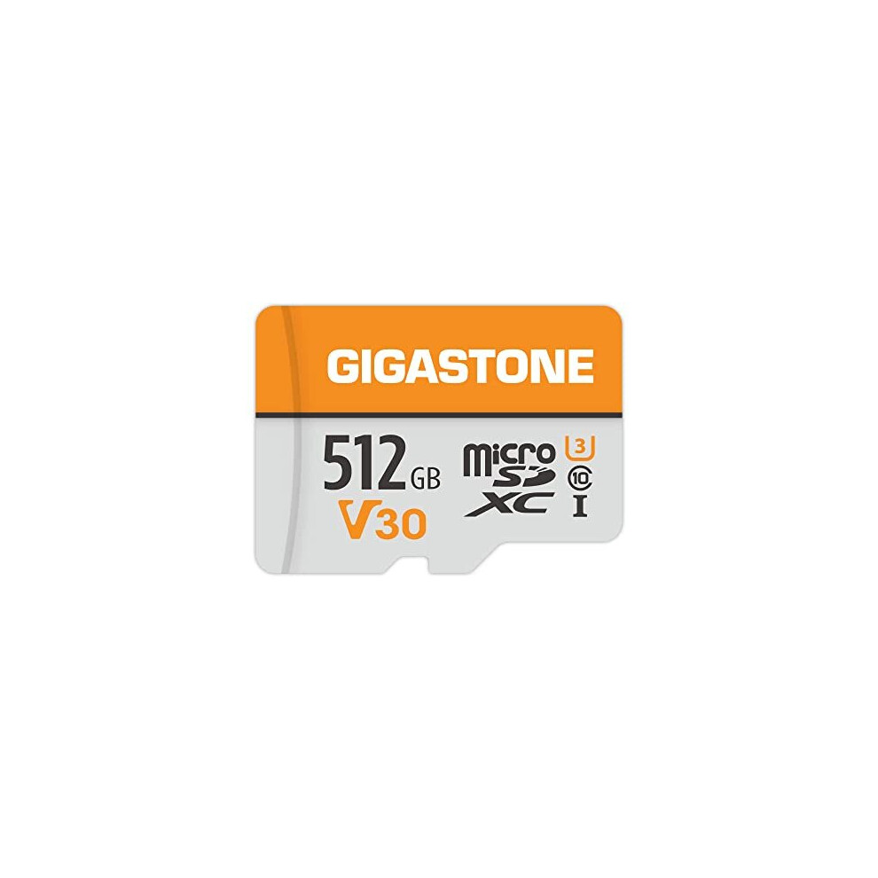 Gigastone 512GB Micro SD Card with 1x SD Adapter + 1x Mini-case, MicroSDXC Memory Card for Smartphone, Camera, 4K Video Recording, UHS-I A1 Class 10,