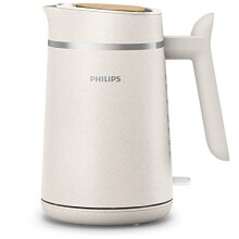 Philips Eco Conscious Edition Kettle 5000 Series, 100% Bio-based plastics*, 1.7 L Capacity, Cordless + 360 Pirouette Base, Silk White Matt Finish, HD