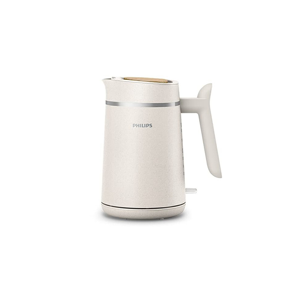 Philips Eco Conscious Edition Kettle 5000 Series, 100% Bio-based plastics*, 1.7 L Capacity, Cordless + 360 Pirouette Base, Silk White Matt Finish, HD