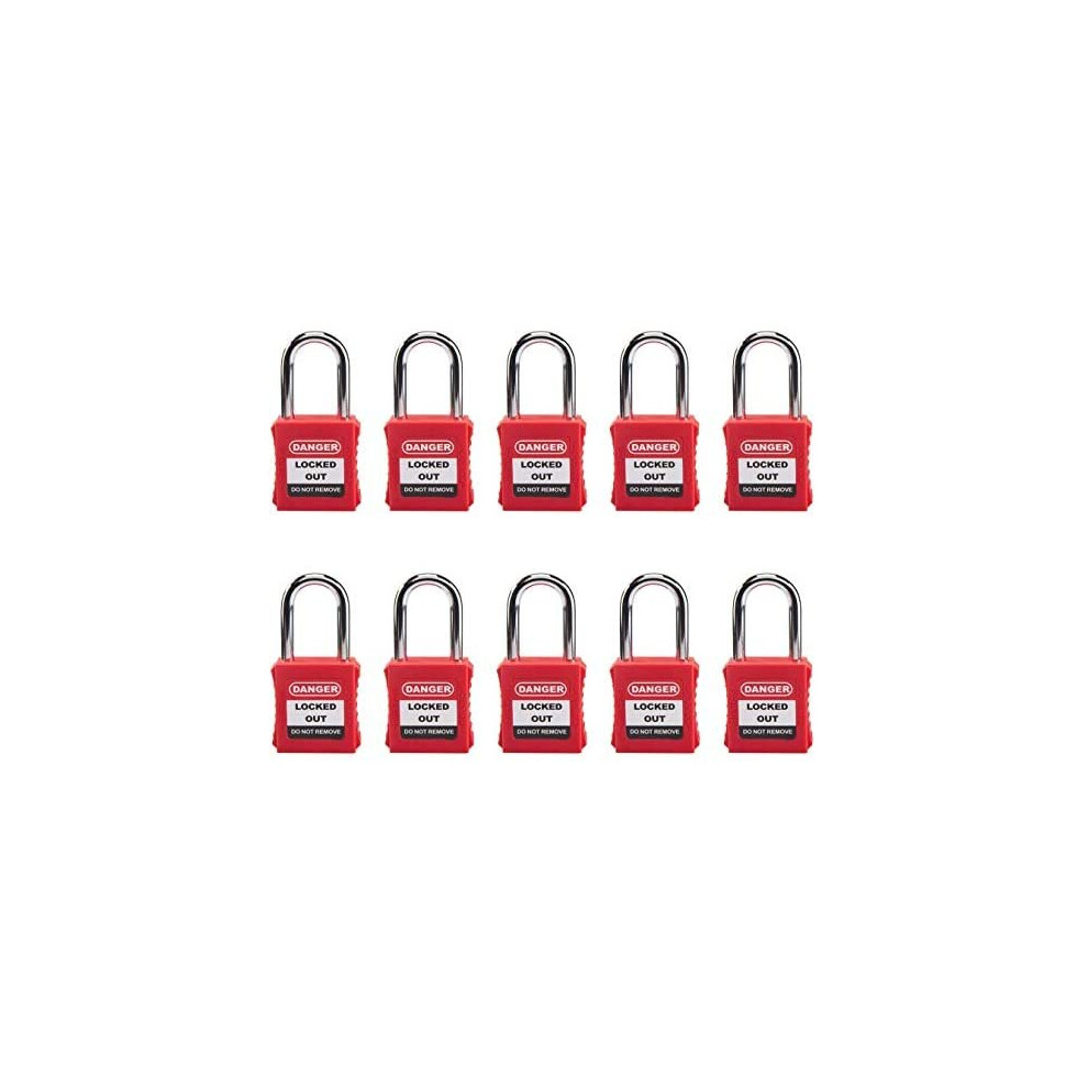 Safety Lockout Padlock, Safety Padlock, Red Lockout Tagout Safety Padlock, 10 Pcs Different Keys (10) 738426939108