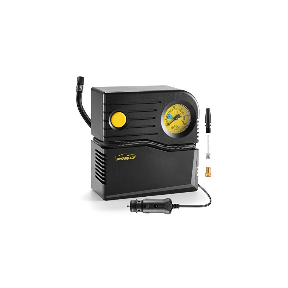 Windgallop Car Tyre Pump, Small 12V Analogue Tyre Inflator Air Compressor Car Pump, Electric Bike Pump Car Air Pump With Tyre Pressure Gauge And Infla