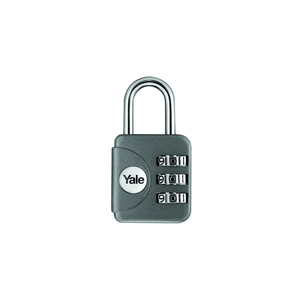 Yale YP1/28/121/1G Combination Travel Padlock, Grey, 28mm, pack of 1, suitable for travel bags and luggage