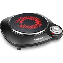Cusimax CMIP-B112 Portable Hot Plate, Hot Plates for Cooking, Single Ceramic Hob, Black Stainless Steel, 1200W Electric Single Burner, Infrared Cookto