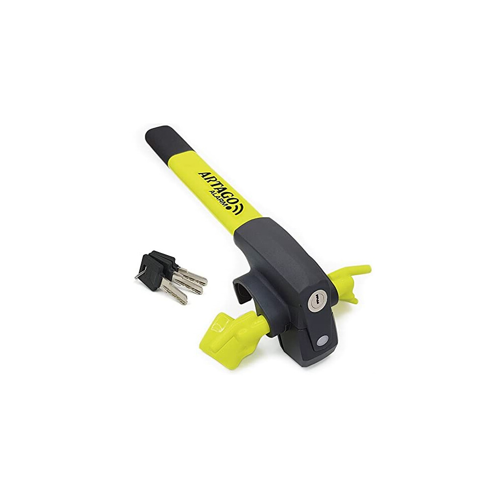 Artago 870 Premium Anti-Theft Car Steering Wheel Lock 2 In 1 With Intelligent Alarm 120Db High-End, Multicoloured, ÃNica 8423885008701