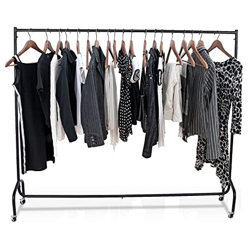 Clothes Rails for Bedroom, 6FT Heavy Duty Moveable Hanging Garment ...