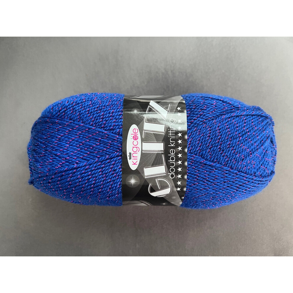 King Cole Glitz Yarn Royal Blue DK 100g Ball Knitting Crochet 1