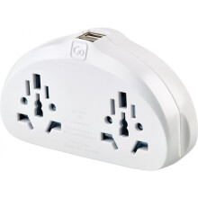632 Go Travel Worldwide Duo Socket Adaptor + Twin USB US Plug
