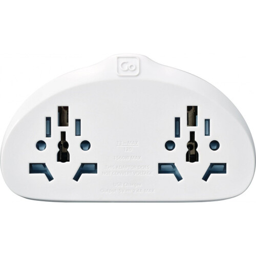 632 Go Travel Worldwide Duo Socket Adaptor + Twin USB US Plug 1