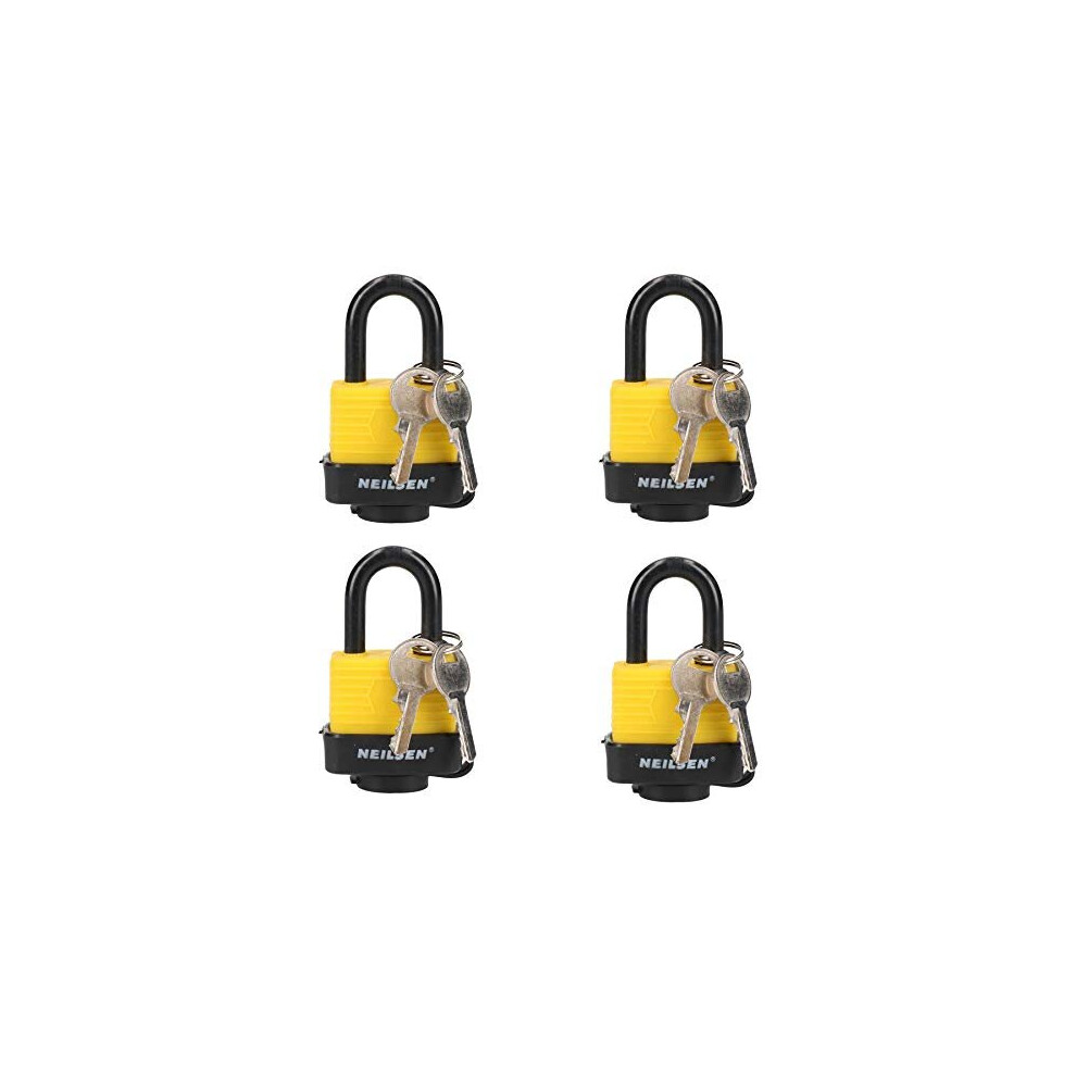 4 Keyed Alike 40mm Water Resistant Waterproof Padlocks 4 Locks 8 Keys Security