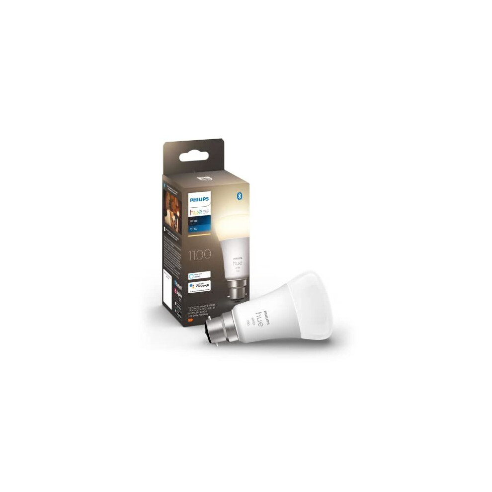 Philips Hue Single Smart Bulb Led [B22 Bayonet Cap] - 1100 Lumens (75W Equivalent). Works With Alexa, Google Assistant And Apple Homekit White
