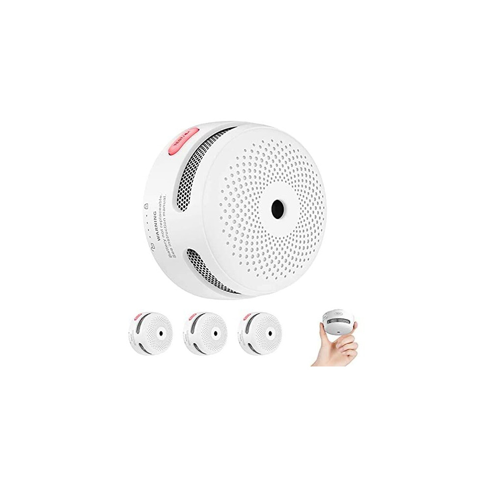 X-Sense Mini Smoke Alarm, 10-Year Battery Fire Alarm Smoke Detector with LED Indicator & Silence Button, Conforms to EN14604 Standard, XS01, 3-Pack