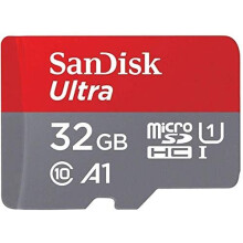 SanDisk Ultra 32 GB microSDHC Memory Card + SD Adapter with A1 App Performance Up to 98 MB/s, Class 10, U1