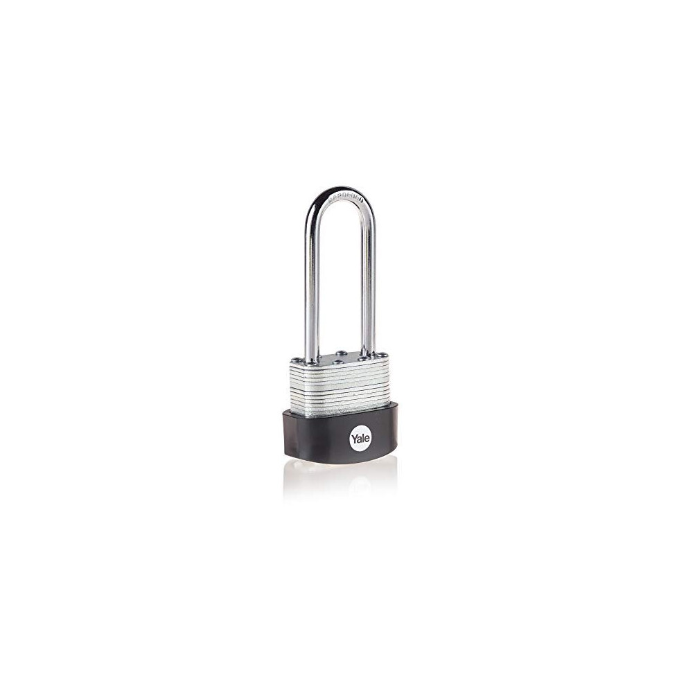 Yale Y125B/40/163/1 - Laminated Steel Long Shackle Padlock (40 mm) - Outdoor Hardened Steel Shackle Lock for Shed, Gate, Chain - 3 Keys - High Securit