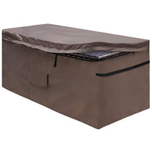 MountainLoc Garden Deck Box Cover, Storage Box Protective Covers With Zipper Lid And Air Vent, Waterproof, 420D Oxford Brown (123*55*62cm)