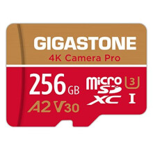 Gigastone Micro SD Card 256GB with SD Adapter + Mini-case, 4K Camera Pro, 4K UHD Video Recording, GoPro SD card Action Camera Compatible, R/W up to 10