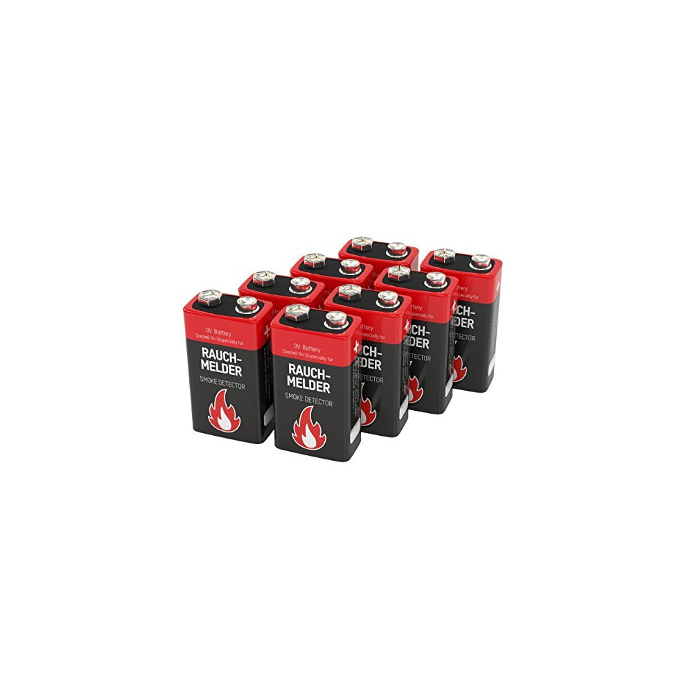 Ansmann Smoke Detector Battery [Pack Of 8] Square 9V E-Block Batteries For Smoke/Fire Alarm With 7 Years Life Time 4013674104888