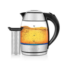 Chefman Electric Glass Kettle, Fast-boiling Water Heater w/ Auto Shut-off & Boil-dry Protection, Lifts from Base for Cordless Pouring, BPA-Free, Remov