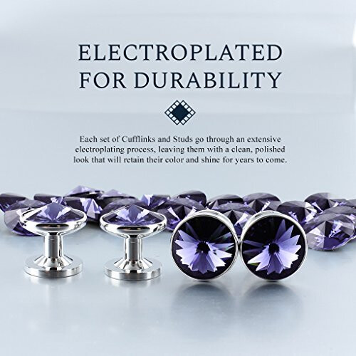 Purple Tuxedo Studs and Cufflinks Set selling Silver Trim