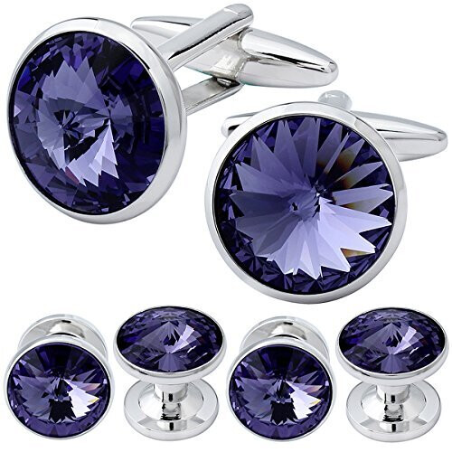 Purple Tuxedo Studs and Cufflinks Set selling Silver Trim