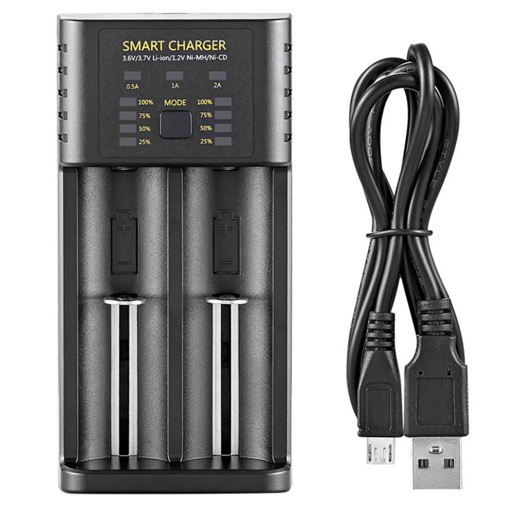 Battery Charger Smart Rechargeable 18650 Lithium Battery Charger 2 Slot Usb Cell Charging Station Stand 941345032052
