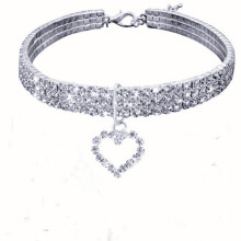 (S) Cat Collar Imitation Pearl Rhinestone Pendants Necklace For Cats Dogs