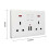 2-Gang 13A USB Wall Socket Plate (UK Plug) - White, Fireproof PC, 2 USB Charging Ports 12