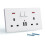 2-Gang 13A USB Wall Socket Plate (UK Plug) - White, Fireproof PC, 2 USB Charging Ports 1
