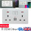 2-Gang 13A USB Wall Socket Plate (UK Plug) - White, Fireproof PC, 2 USB Charging Ports 2
