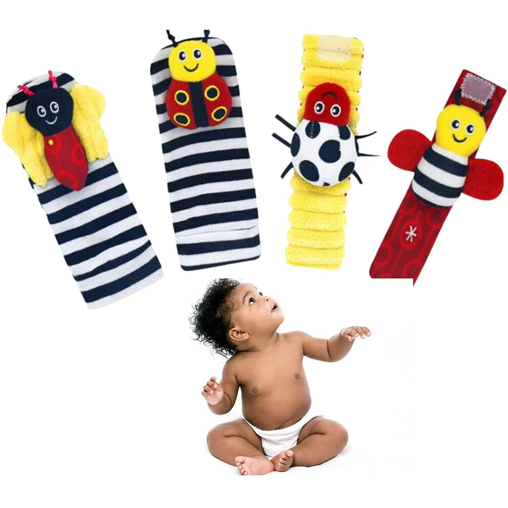 (Sozzy 3) Baby Foot Finder & Wrist Rattles, Sensory Baby Toy