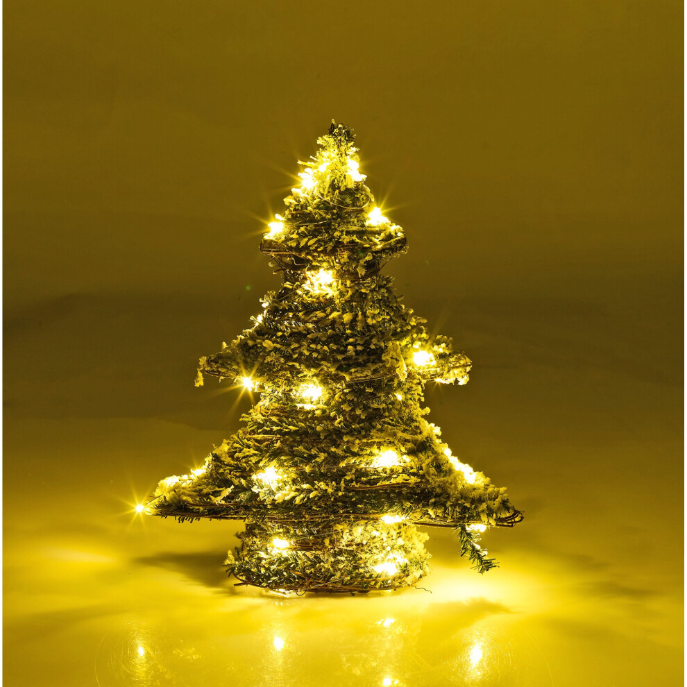 (40cm - 30 LED's) Artificial Christmas Tree Green White Light Up LED