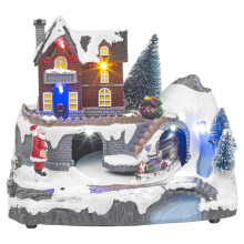 Christmas Scene Decoration Santa Xmas LED Mini Village Moving Ornament Décor