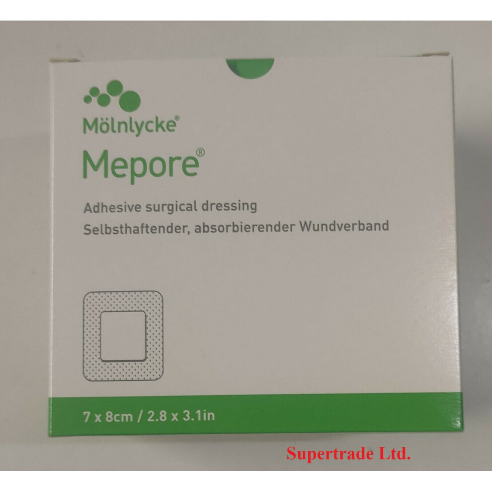 Mepore Dressings Self Adhesive Sterile Cuts Wounds First Aid Plasters - 7 X 8 Cm Pack of 10