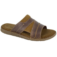 (8 UK) Roamers Open Toe Mens Waxy Leather/Suede Mule Sandal Brown