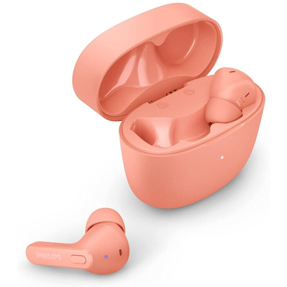 Pink Philips Tat2206pk/00 Earbuds, Adults In Ear Earbuds, Splash And Sweat Resistant, Bluetooth, Up To 18 Hours Play Time, Soft Silicone Ear-Tip Covers In
