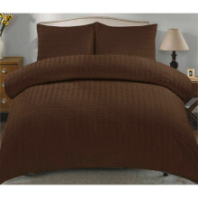 (Brown, King) Seersucker Duvet Cover & Pillowcase Set