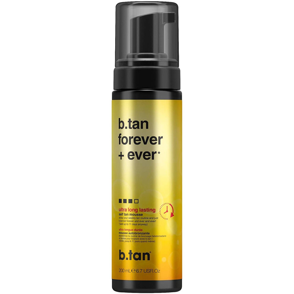 b.tan Self Tan Mousse - b.tan Forever & Ever - Ultra Long Lasting Self Tanner, Lasts Up to 11 Days, 6.7 fl oz
