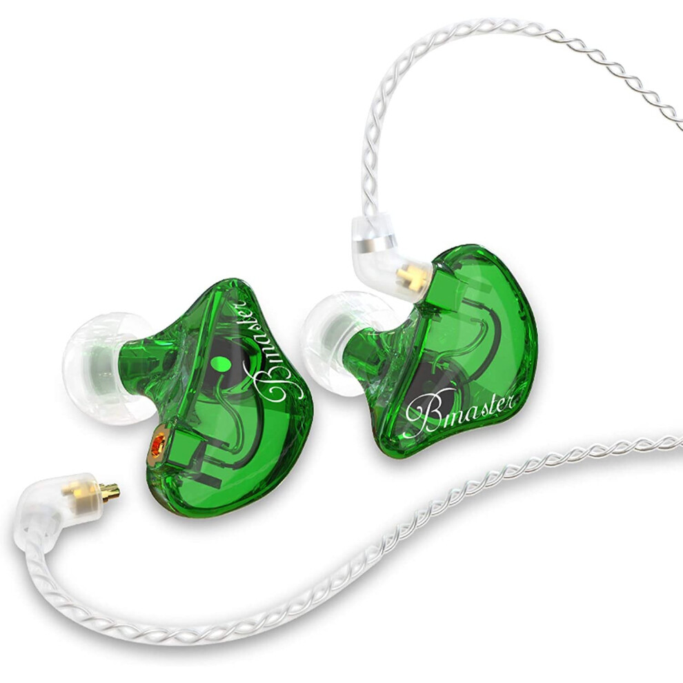 Basn Bmaster In Ear Monitor Headphones, Triple Drivers Noise Isolation Wired Earphones With Two Mmcx Detachable Cables For Musician Drummer Singer Green 768894166140