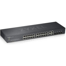 Zyxel 24-Port Gigabit Ethernet Smart Managed Switch - Fanless Design with 4 Gigabit Combo Ports and Hybrid Cloud mode, UK Plug [GS1920-24v2]