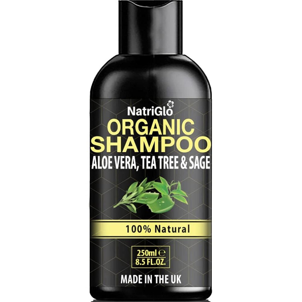 Organic Tea Tree Shampoo with Aloe Vera by NatriGlo | Anti Dandruff Shampoo for Dry, Flaky, Itchy Scalp & Hair | Psoriasis & Eczema Care | Cleansing