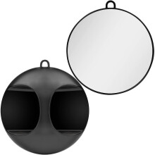 Kurtzy Lightweight Round Hairdressing Mirror - 11in Diameter, Ergonomic Handle, Wall-Hanging Option for Barbers, Salons & At-Home Styling
