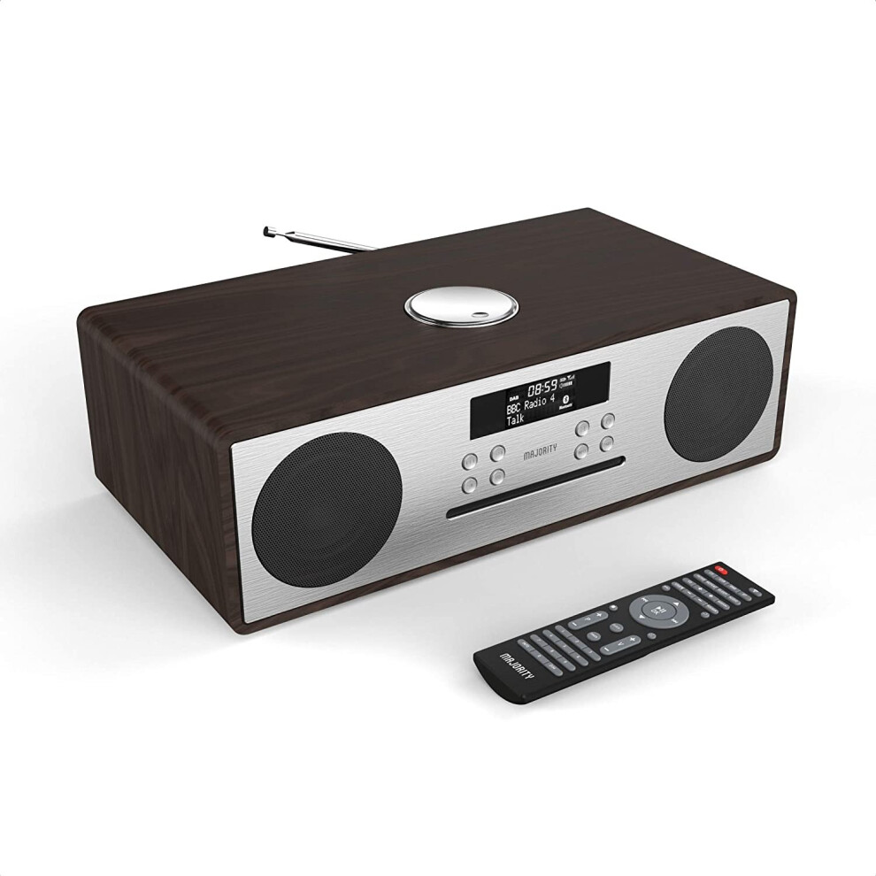 Majority Oakington DAB/DAB+ Digital FM Radio Bluetooth Wireless CD Player Micro Compact Hi-Fi Stereo Speaker System - Remote Control - USB Charging &