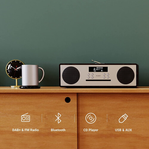 Majority Oakington DAB/DAB+ Digital FM Radio Bluetooth Wireless CD Player Micro Compact Hi-Fi Stereo Speaker System - Remote Control - USB Charging & 1