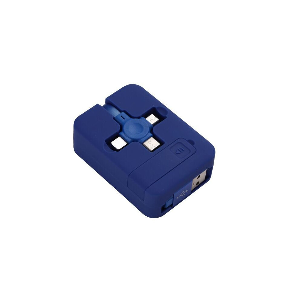 (Blue) 3 In 1 Usb Data Fast Charging Cable Retractable Ios Micro Type C Phone Stand Blue 697026436977