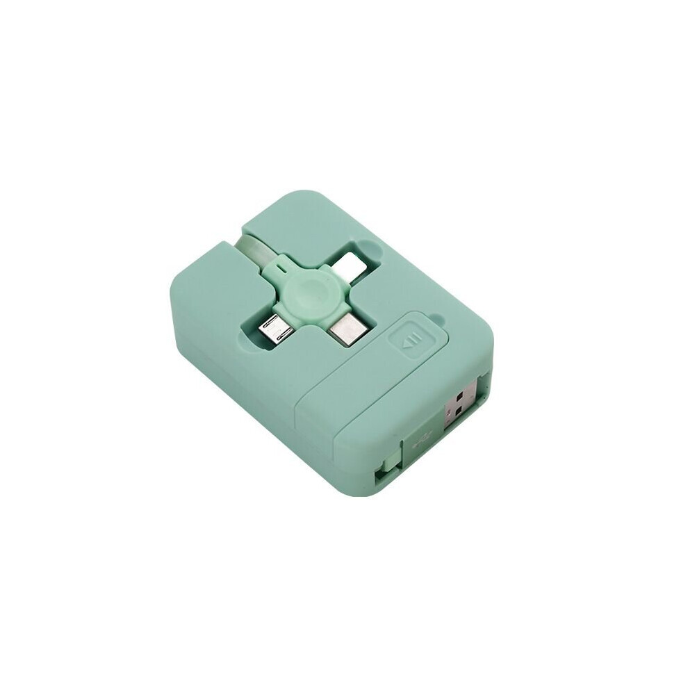 (Green) 3 In 1 Usb Data Fast Charging Cable Retractable Ios Micro Type C Phone Stand Green 692123363577