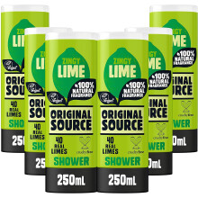 Original Source Lime Shower Gel with 100% Natural Fragrance, Vegan Shower Gel, Paraben Free Body Shower Wash, Multipack of 6 x 250 ml