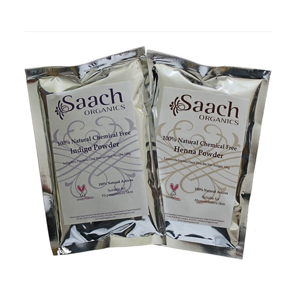 Saach Organics Natural Hair Dye - Henna And Indigo Duo Pack 200G