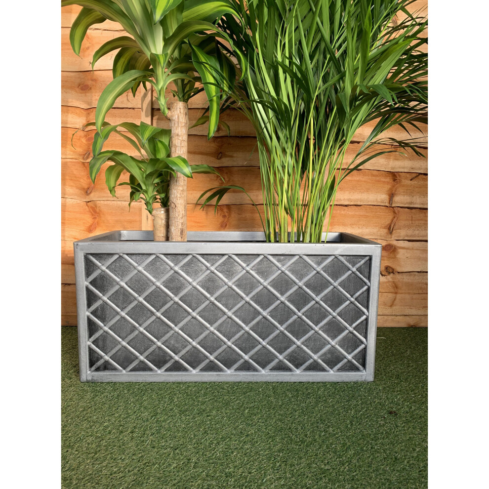 Strata Lazio Trough Patio Planter Garden Plastic Pot Pewter 70Cm X 33Cm Grey