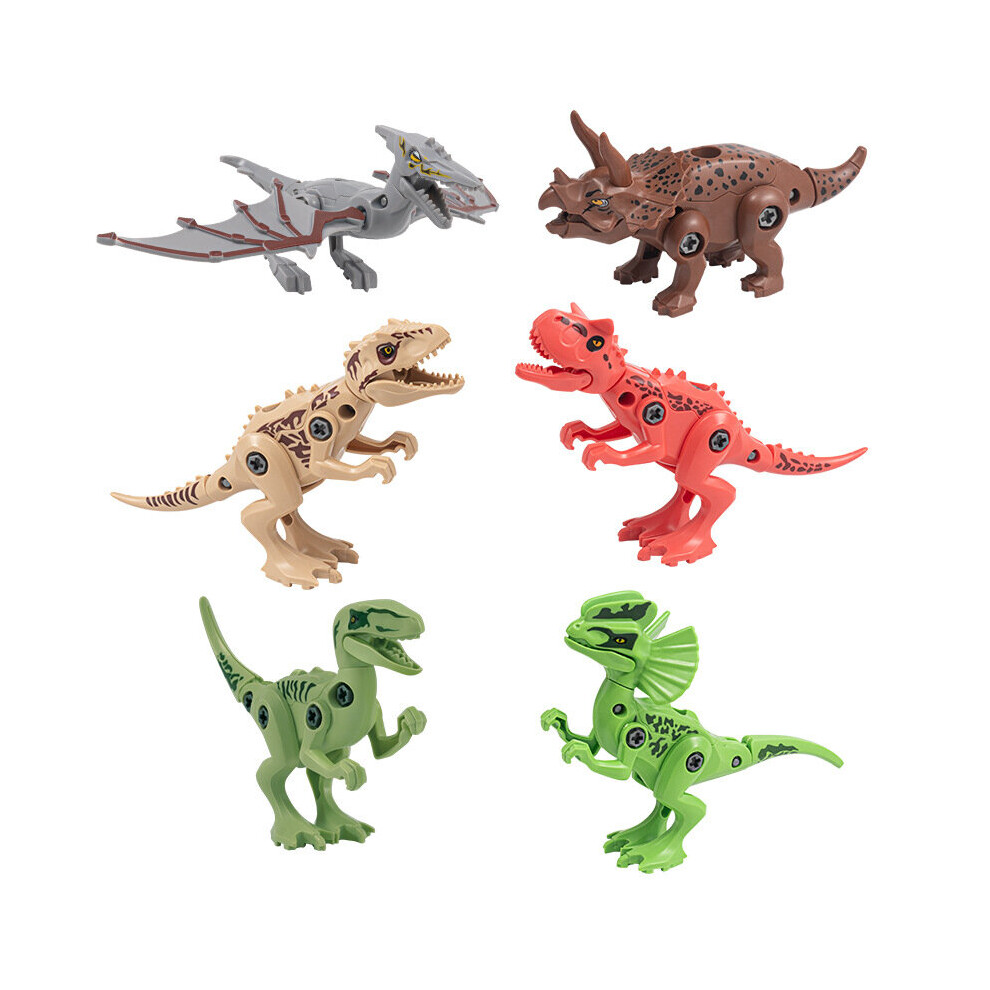 6PCS T-Rex Jurassic Dinosaur Assembly Building Blocks Large Particle