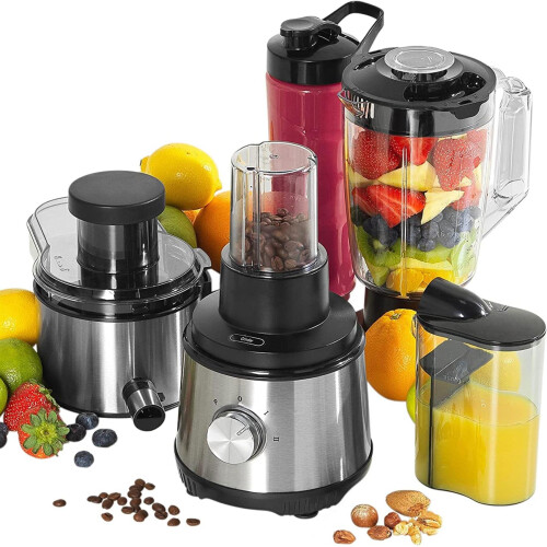 Salter 4-in-1 Juicer & Blender, 400W, 2-Speed, On-the-Go Smoothies, 1L Jug + 600ml Bottle – EK4294