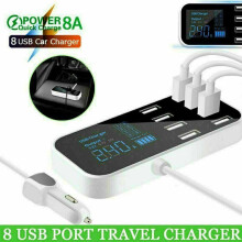Fast Charging Car USB Charger Station Desktop Hub 8-Port LCD Display for Phones